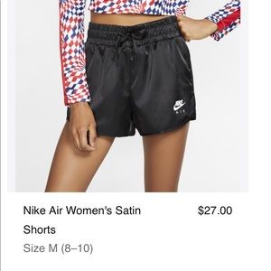 Nike Air Women’s Satin Shorts Size M (8-10)